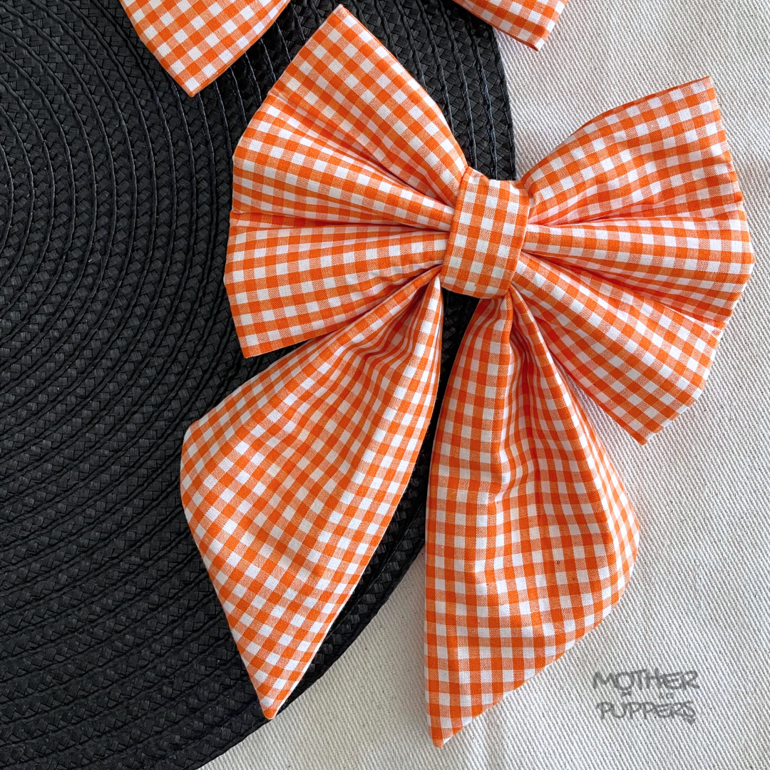 Orange Gingham Bow