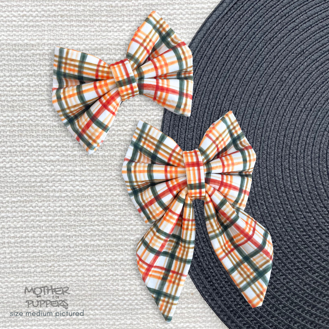 Yellow + Green Plaid Bow
