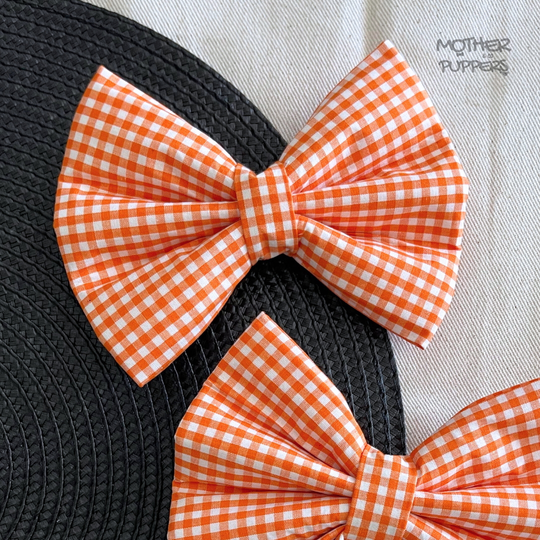 Orange Gingham Bow