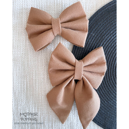 Tan Waffle Knit Bow