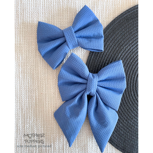 Beachy Blue Liverpool Knit Bow
